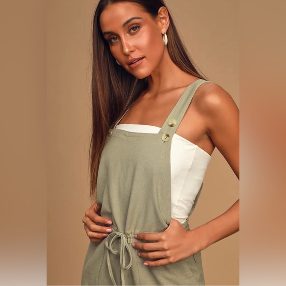 Verona Sage Green Drawstring Wide-Leg Jumpsuit - Picture 2 of 4